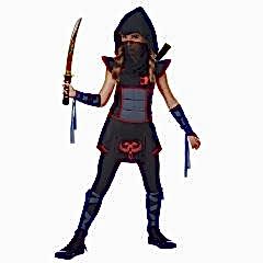 Hkostüm Casus Ninja Kız Çocuk Kostümü Lüks 5-6 Yaş Siyah
