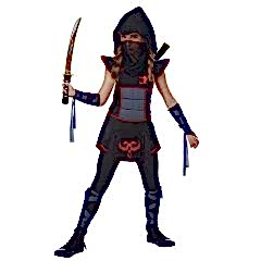 Hkostüm Casus Ninja Kız Çocuk Kostümü Lüks 13-14 Yaş Siyah