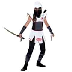 Hkostüm Casus Ninja Kız Çocuk Kostümü Lüks 9-10 Yaş Beyaz